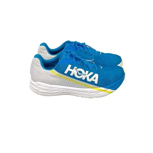 Hoka One One Rocket X Running Shoes Sneakers Blue Yellow Mens Size 12 Women 13 - Picture 2 of 8